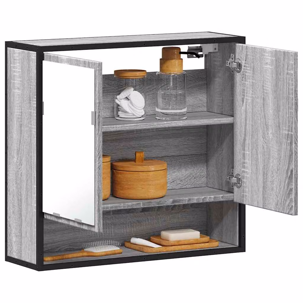 Specchio da bagno mobile vidaXL Grigio Sonoma L: 65 cm, P: 20 cm, H: 60 cm