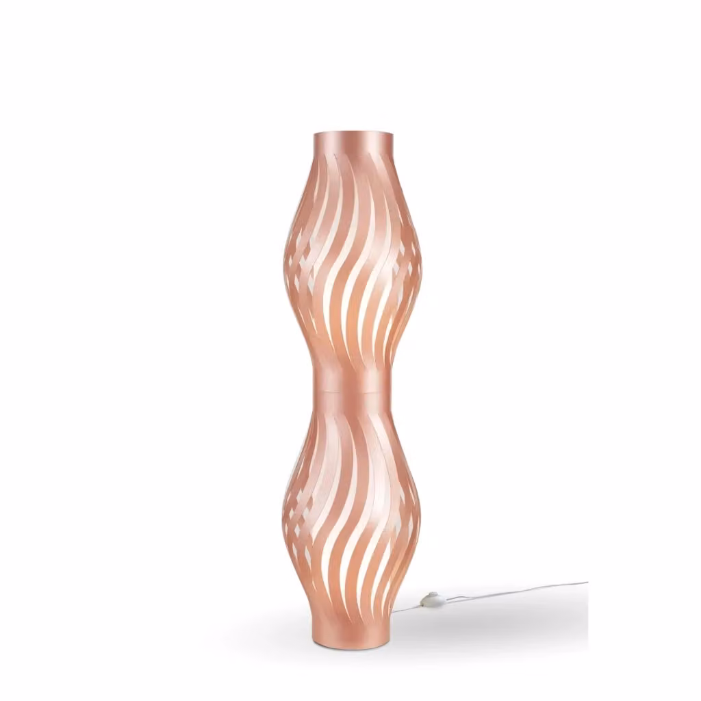 Piantana moderna Helios Polilux Linea Zero colore rame con 2 luci E27, Altezza: 123 cm – 2