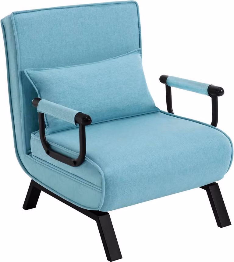 Poltrona letto WOLTU 3 in 1, con schienale regolabile, struttura in metallo Biancheria : Blu Colore : Blu