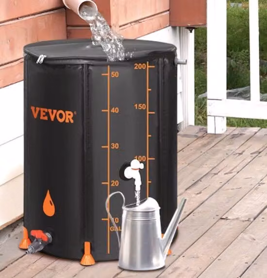 Barile per la raccolta dell'acqua piovana Vevor in PVC nero modello moderno