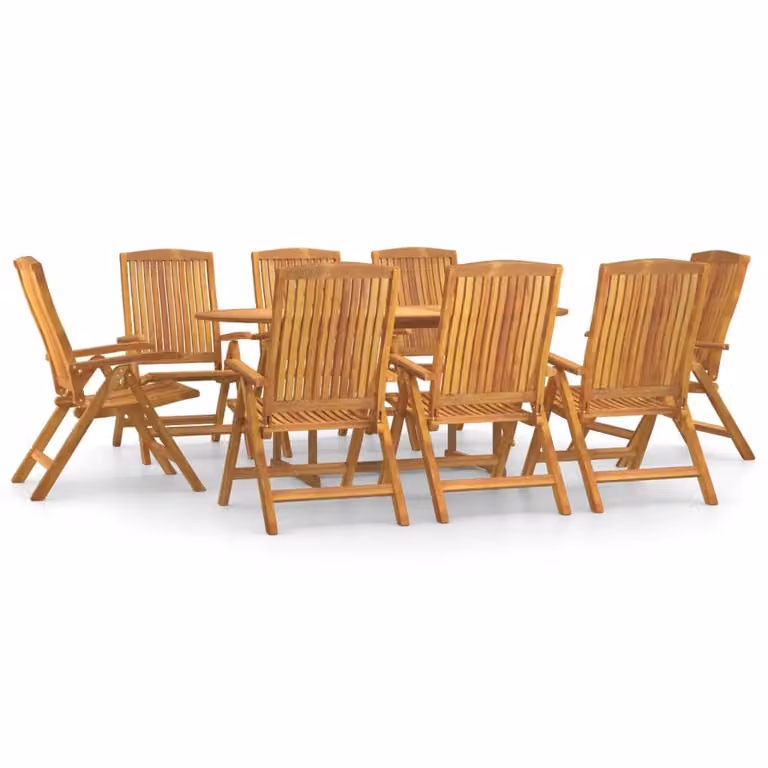 Set da Pranzo per Giardino 9 pz in Legno Massello di Teak