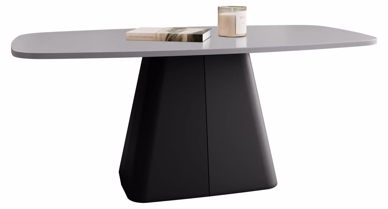 MIRJAN24 Tavolino Noa, tavolino da salotto, base in acciaio (colore: nero / grigio chiaro)