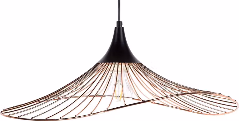BELIANI Lampada a sospensione in rame con paralume in metallo e griglia a forma di imbuto per il soggiorno e la sala da pranzo in stile minimalista