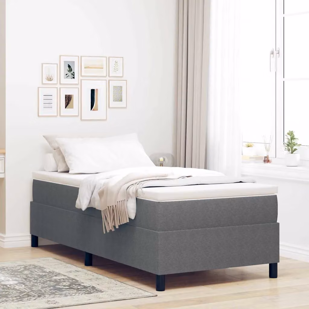 vidaXL Letto a molle in tessuto Grigio chiaro e bianco L 80 cm x P 200 cm