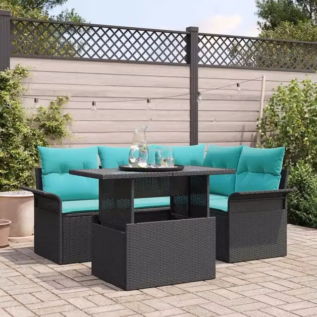 Set Divano da Giardino 5 pz Nero 3357019