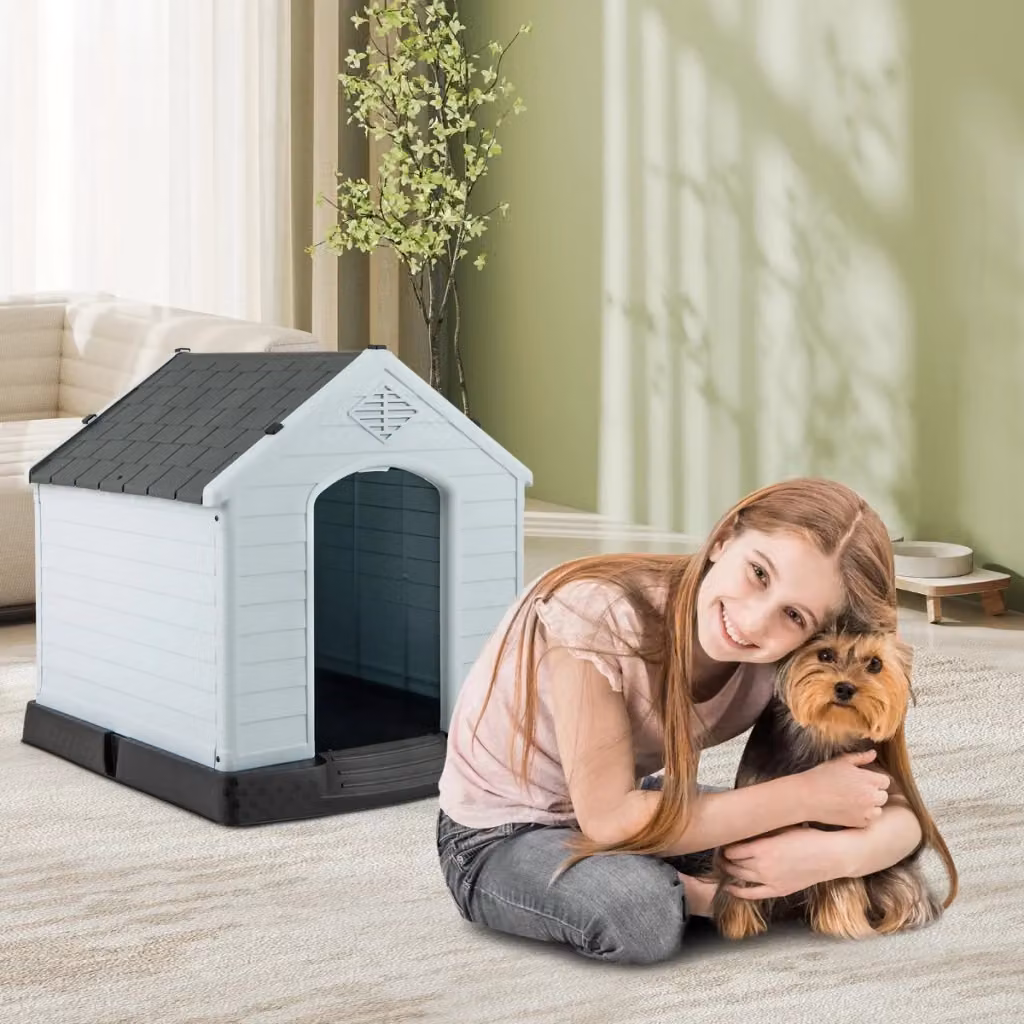 Casetta per cani Design Mania impermeabile e ventilata con pavimento rialzato e tetto rimovibile, Grigio – 2