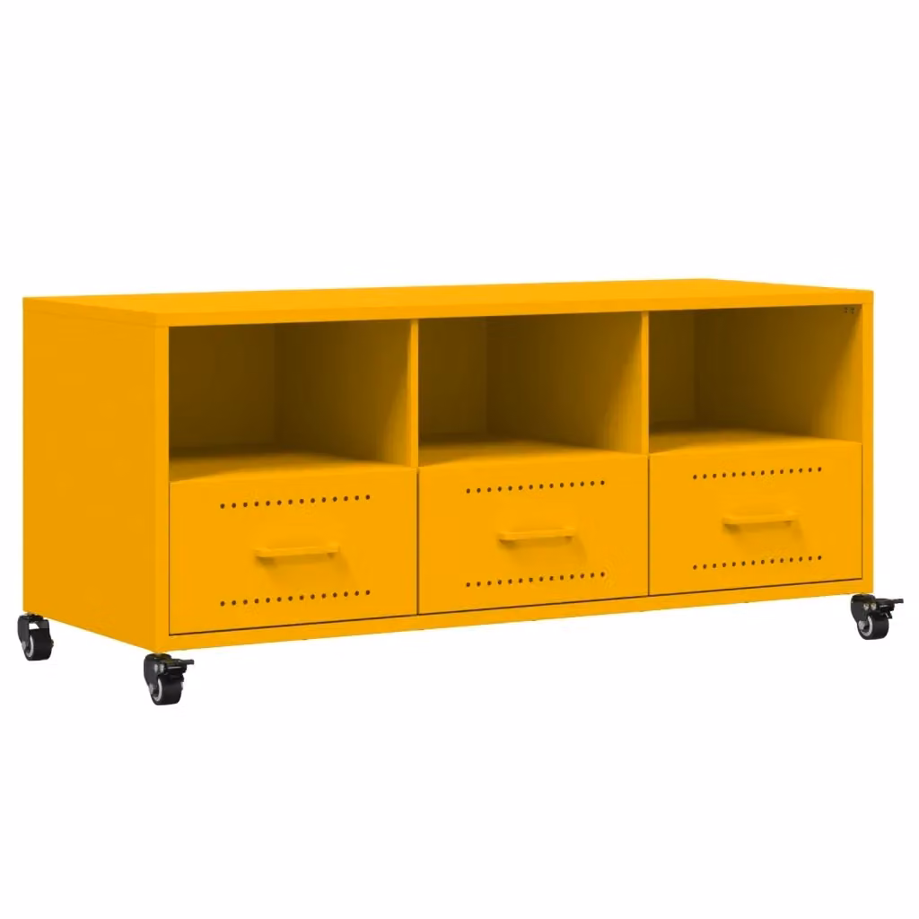 Mobile TV moderno vidaXL in acciaio giallo, L 100,5 x P 39 x H 43,5 cm – 2