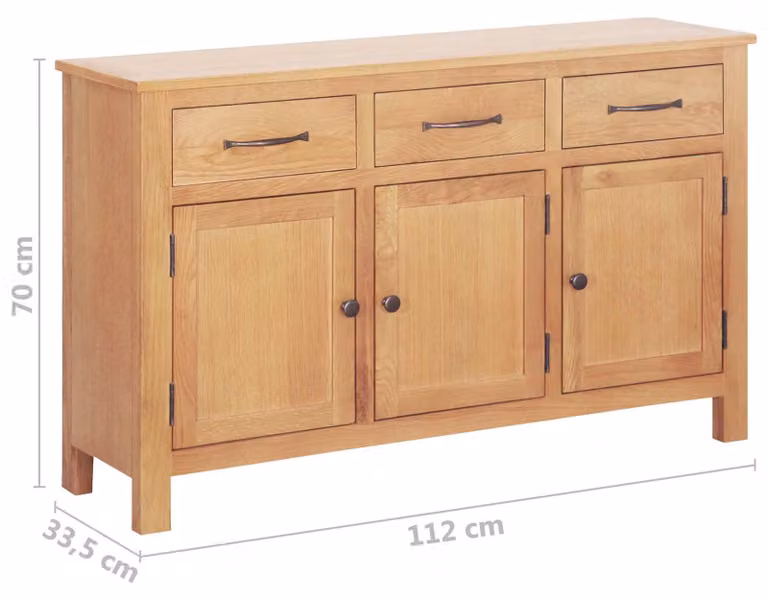 Credenza Marrone 112 x 33.5 x 70 cm Legno di quercia massiccio