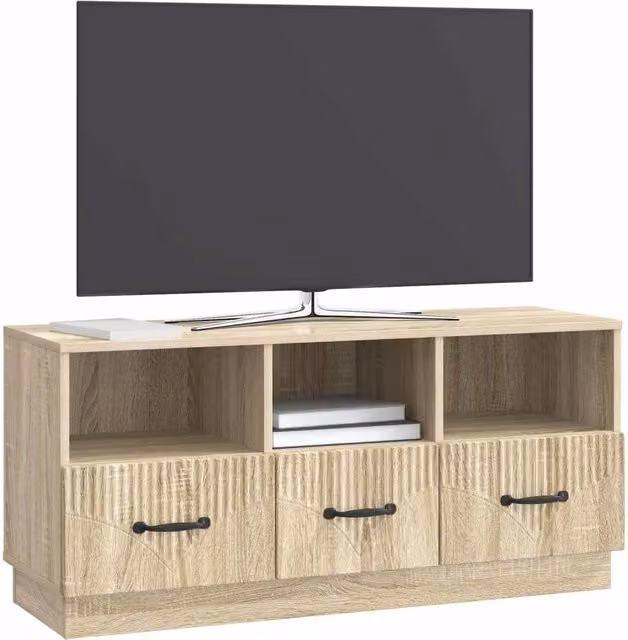 Mobile TV moderno in Rovere Sonoma color marrone, L: 102 cm, P: 34,5 cm, H: 47 cm – 1