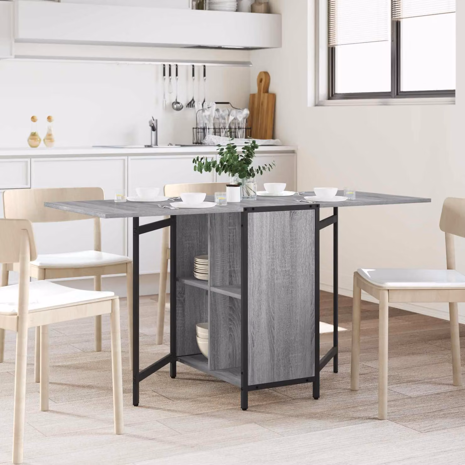 Maison Exclusive - Tavolo da pranzo, 144 x 60 x 75 cm, materiale composito in legno, colore grigio Sonoma, forma rettangolare