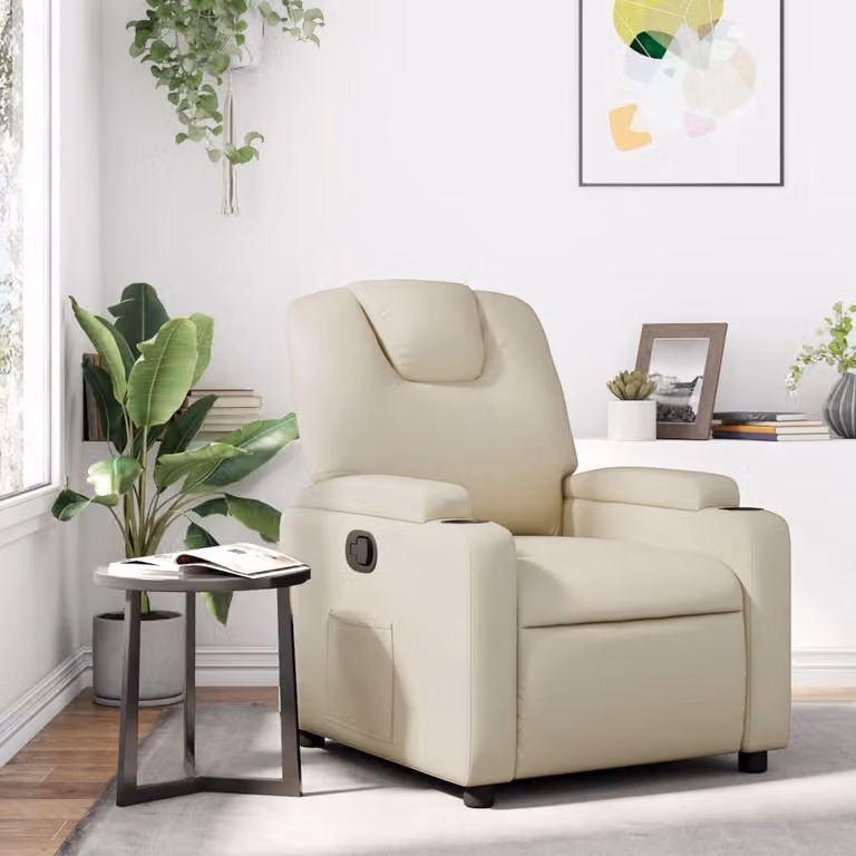 vidaXL Poltrona reclinabile relax in similpelle color beige