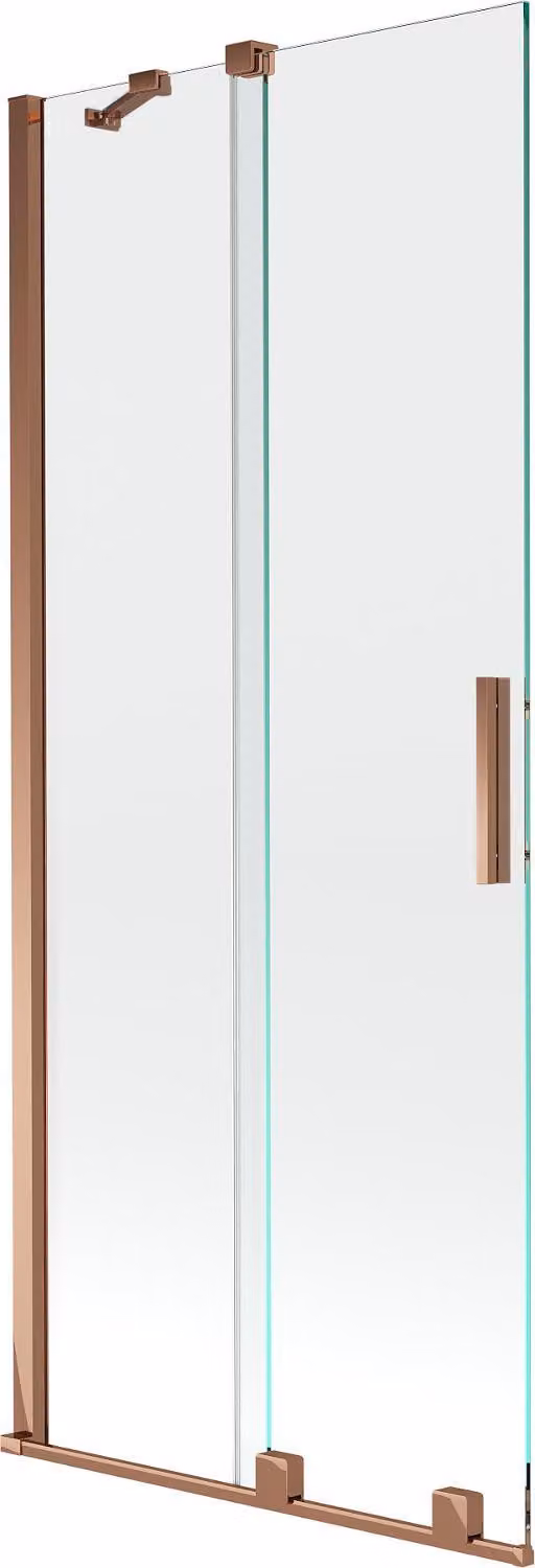 Mexen Velar paravento per vasca da bagno scorrevole a 2 ante 80 x 150 cm, trasparente, oro rosa - 896-080-000-01-60