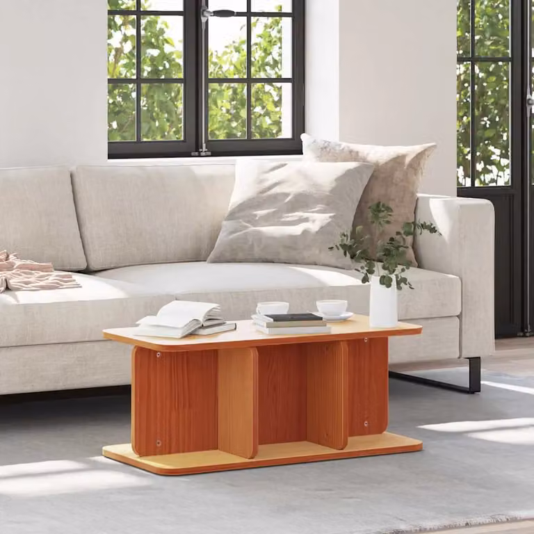 vidaXL Tavolino da salotto rettangolare in legno di pino marrone cerato L/P/H: 80 x 39,5 x 33,5 cm