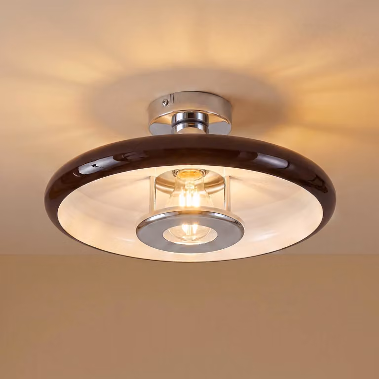 Plafoniera soffitto Branford Lindby, dimmerabile, Marrone / Ruggine, Soggiorno / Sala da pranzo, Metallo, Vintage, Plafoniera
