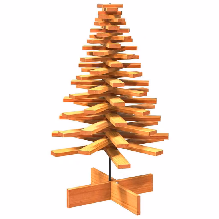 Albero di Natale Marrone Cera 100 cm in Legno Massello di Pino