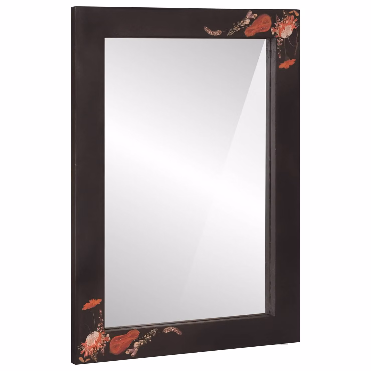 Specchio da parete moderno con decoro floreale vidaXL, Multicolore, L: 70 cm, H: 50 cm, P: 1 cm