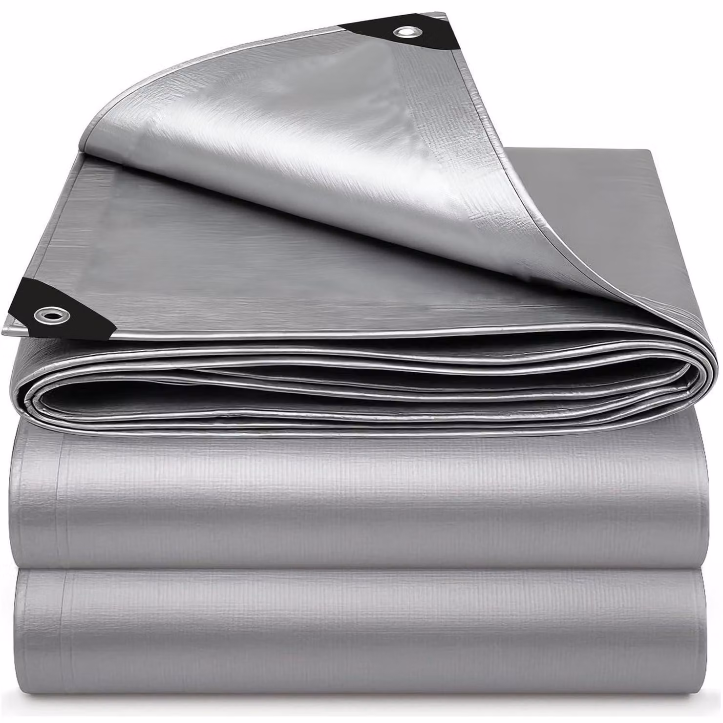 Telo protettivo impermeabile con occhielli, colore argento, in tessuto PE, dimensioni 1,5 x 2 metri