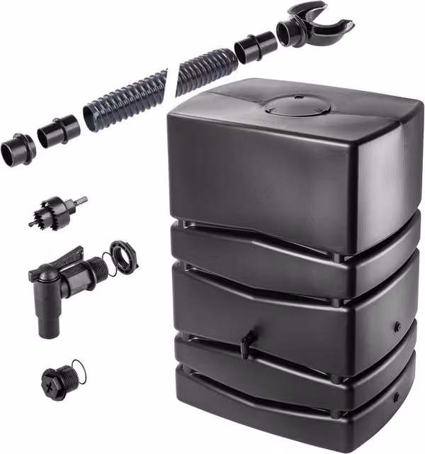 Serbatoio per acqua piovana KADAX 450L, barile d'acqua con rubinetto, contenitore antracite Kadax