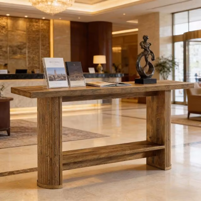 Consolle moderna Mivray in legno MDF laminato marrone per ingresso, corridoio o soggiorno