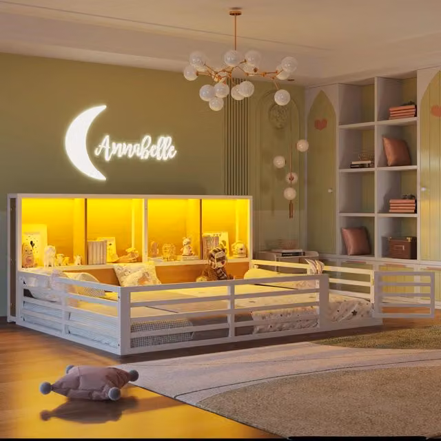 letto a giorno in mdf e metallo bianco 158 x 204 cm