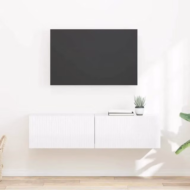 Set di 2 mobili TV da parete vidaXL in bianco lucido, L 60 x P 31 x H 29.5 cm