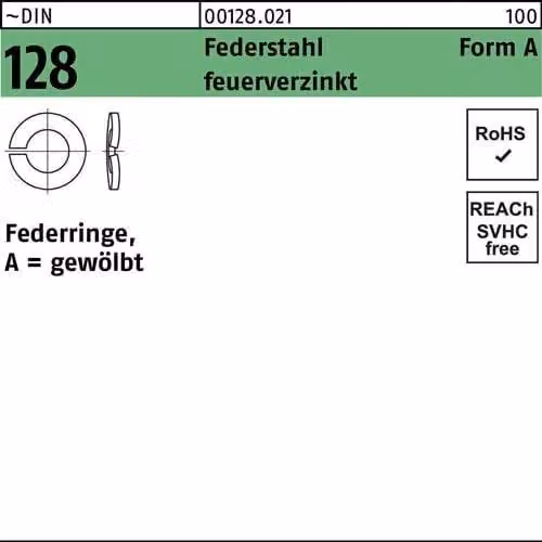 Rondelle elastiche Reyher DIN 128 st. A 10 tZn 001280210100000 (1000 pz.)