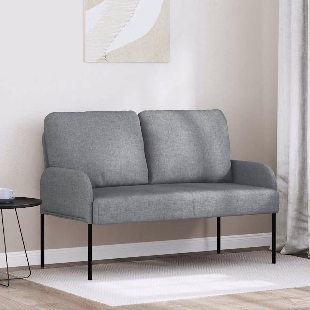 Divano moderno vidaXL in tessuto grigio con cuscini, L: 115 cm, P: 80 cm, H: 56 cm