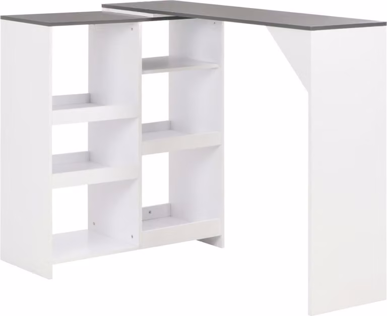 The Living Store Tavolo bar con ripiano mobile bianco 138x39x110 cm