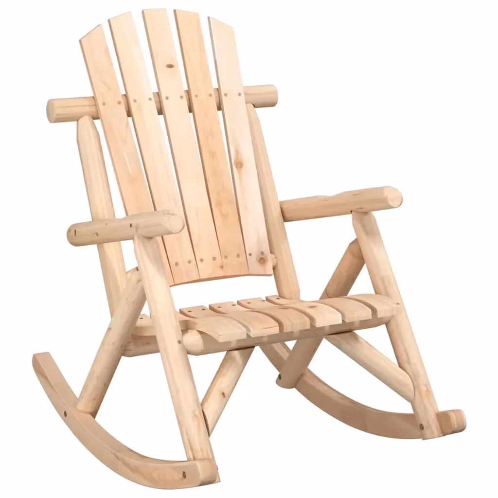 Sedia a dondolo da giardino in legno di abete rosso beige L: 69 cm, P: 96 cm, H: 101 cm – 2