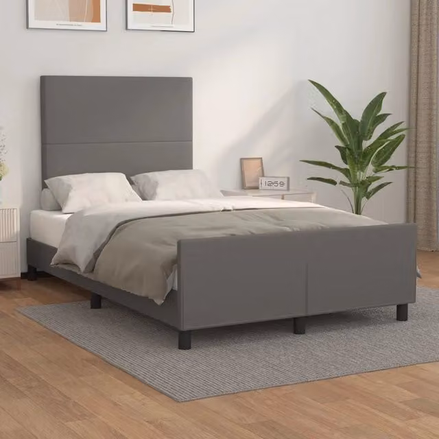Letto con testiera vidaXL in similpelle grigia L/P/H: 200 x 120 x 126 cm