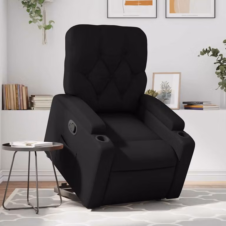vidaXL Poltrona Alzapersona Reclinabile Nera in Similpelle con Assistenza Elettrica e Braccioli