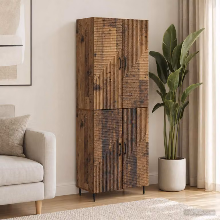Set di 2 armadi a muro vidaXL in legno e MDF marrone per soggiorno, ufficio o giardino, design moderno con ante a battente, L/P/H: 89,5 x 34,5 x 66,0 cm