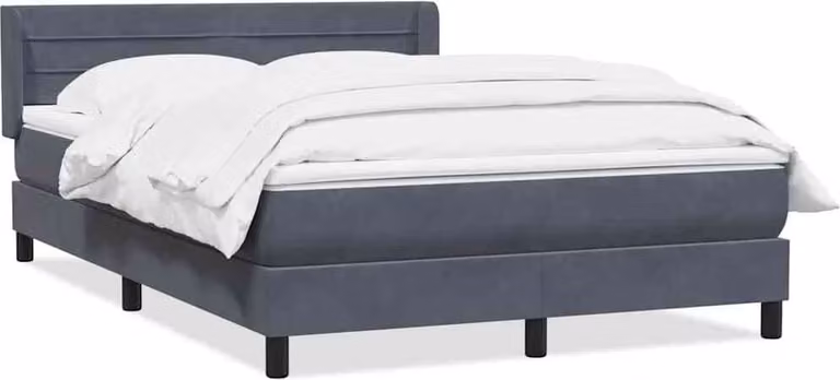 Giroletto a Molle con Materasso Grigio Scuro 160x210 cm Velluto