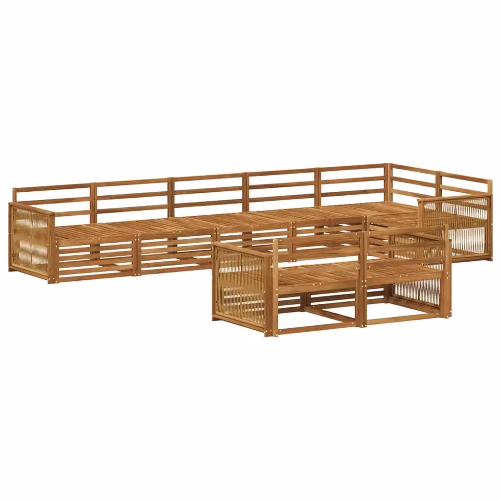 Set di divani da esterno a L con 8 pezzi vidaXL in legno di acacia marrone con cuscini inclusi – 2