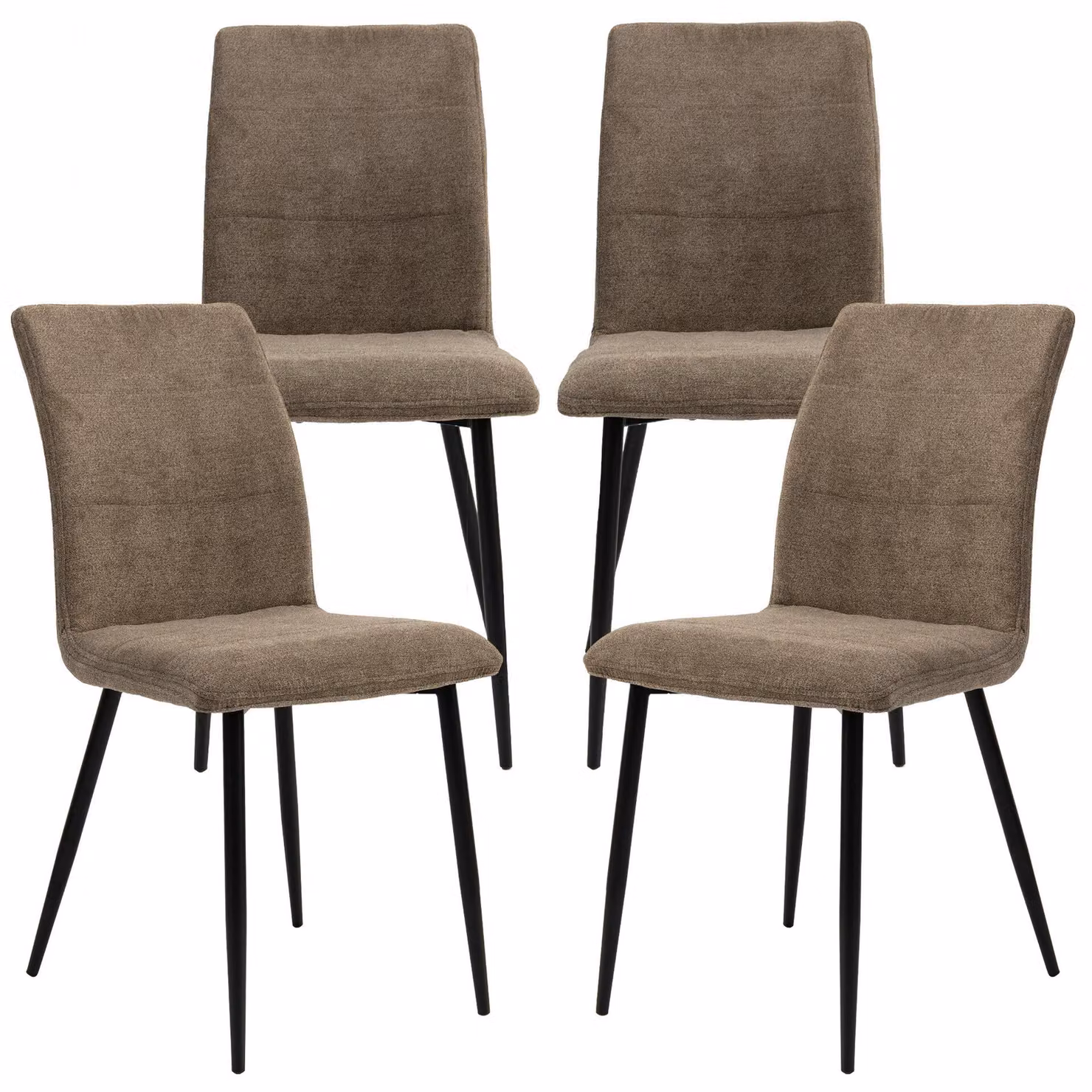 Sedie da pranzo moderne con rivestimento in tessuto - comode sedie da tavolo con parte anteriore impunturata - sedie da cucina imbottite con schienale curvo per un maggiore comfort di seduta, Colore:Taupe;Quantità:4 pezzi.
