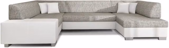 Divano panoramico a U HAVANA MEUBLORAMA con letto, 6 posti, Grigio e Bianco, L: 322 cm, P: 176 cm, H: 68 cm