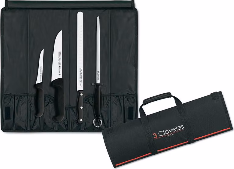 set professionale per tagliare il prosciutto con 3 coltelli + acciaino