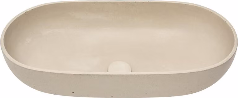 SAT Cemento lavabo da appoggio 65x35 cm sabbia cemento opaco senza foro per rubinetto e troppopieno, sabbia