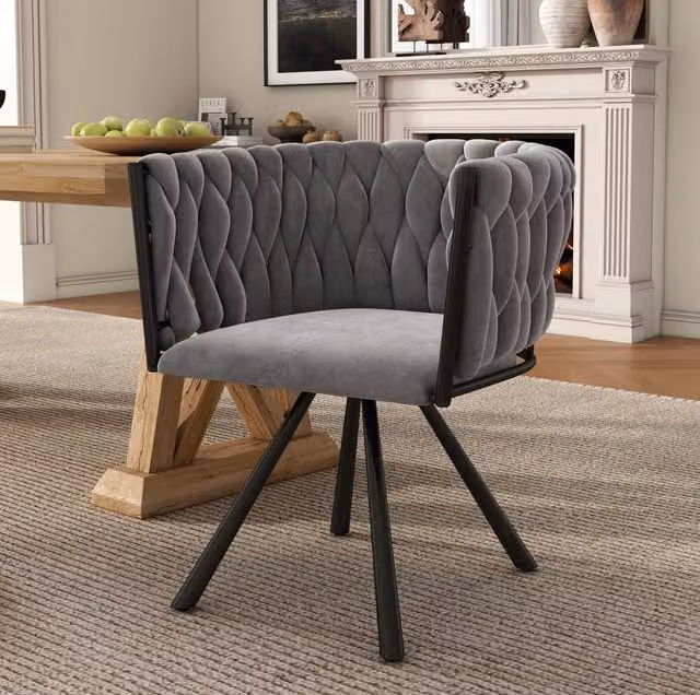 Set di 2 sedie da pranzo girevoli 59x54x72 cm in velluto grigio