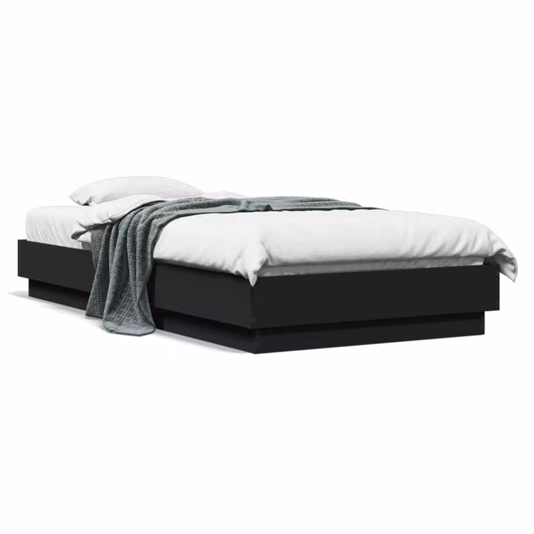 vidaXL Giroletto Moderno Nero con Illuminazione LED e Porta di Ricarica USB L: 193 cm, P: 78 cm, H: 23 cm
