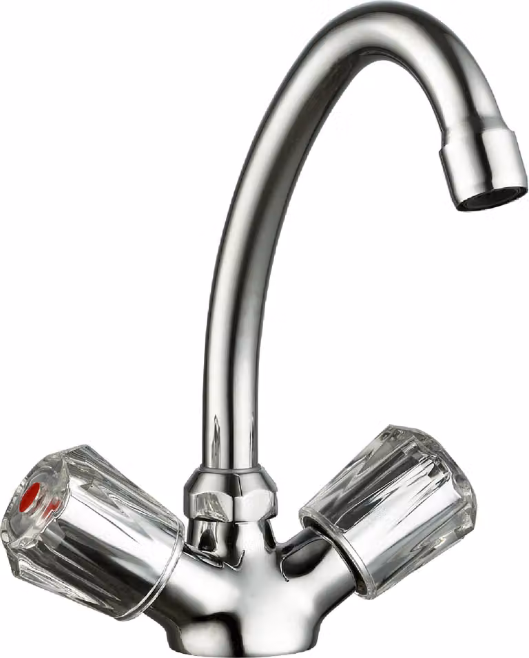 Rubinetto da cucina DUO MIX II di SCHÜTTE, miscelatore da cucina a bassa pressione, rubinetto da cucina orientabile, miscelatore da cucina in cromo