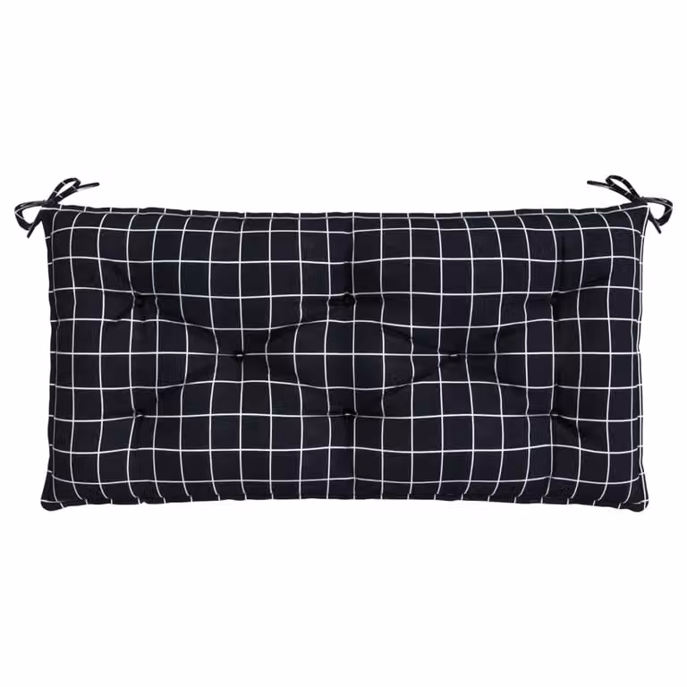 Cuscino Panca Giardino Motivo a Quadri Nero 110x50x7 cm Tessuto