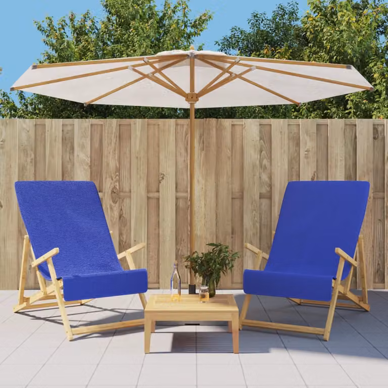 Set di 2 asciugamani da spiaggia vidaXL in cotone blu, asciugatura rapida, 400 GSM, L: 135 cm, L: 60 cm