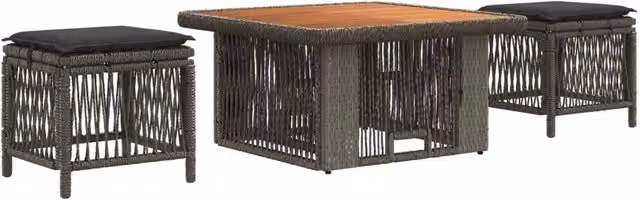 Set da Pranzo per Giardino 3 pz | Set Salotto da Giardino Grigio e Grigio Scuro