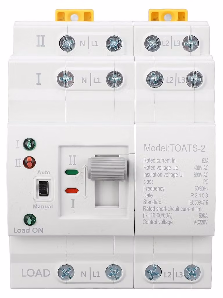Interruttore di trasferimento automatico - 4 poli - 63 ampere - 220 volt - in policarbonato