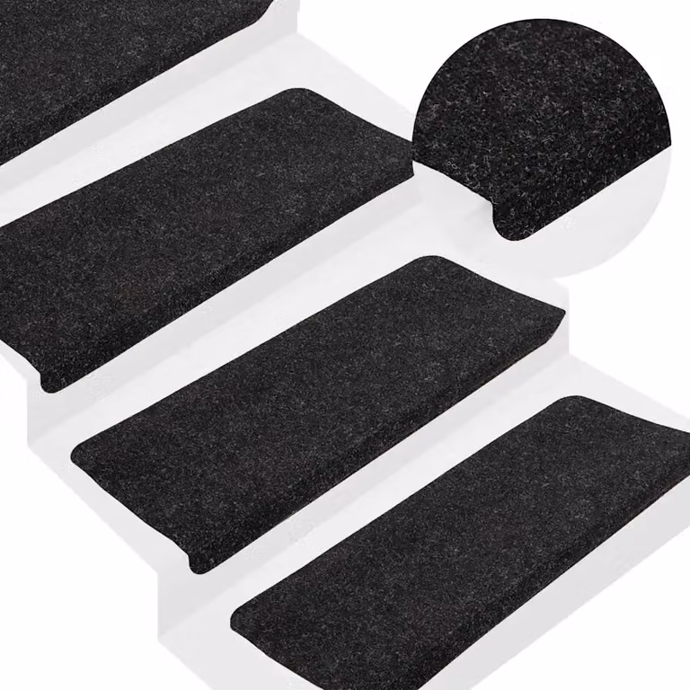 vidaXL Set di 15 Tappetini Autoadesivi per Scale Antracite, Assorbenti e Antiscivolo, L 65 x P 24,5 x H 3,5 cm