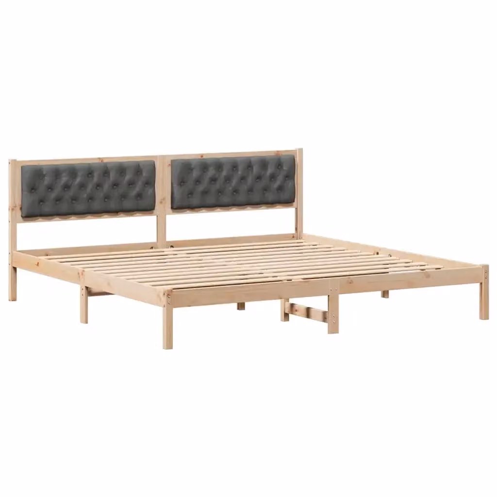 Struttura letto vidaXL in pino massello con rivestimento in tessuto grigio L/P/H: 200 x 200 x 85,5 cm – 2