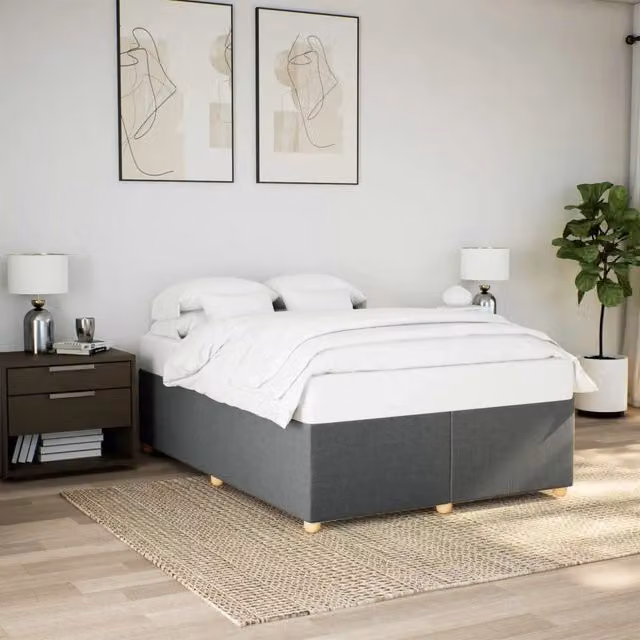 Giroletto senza Materasso-Struttura Letto Grigio Scuro 140x190 cm Tessuto 249100