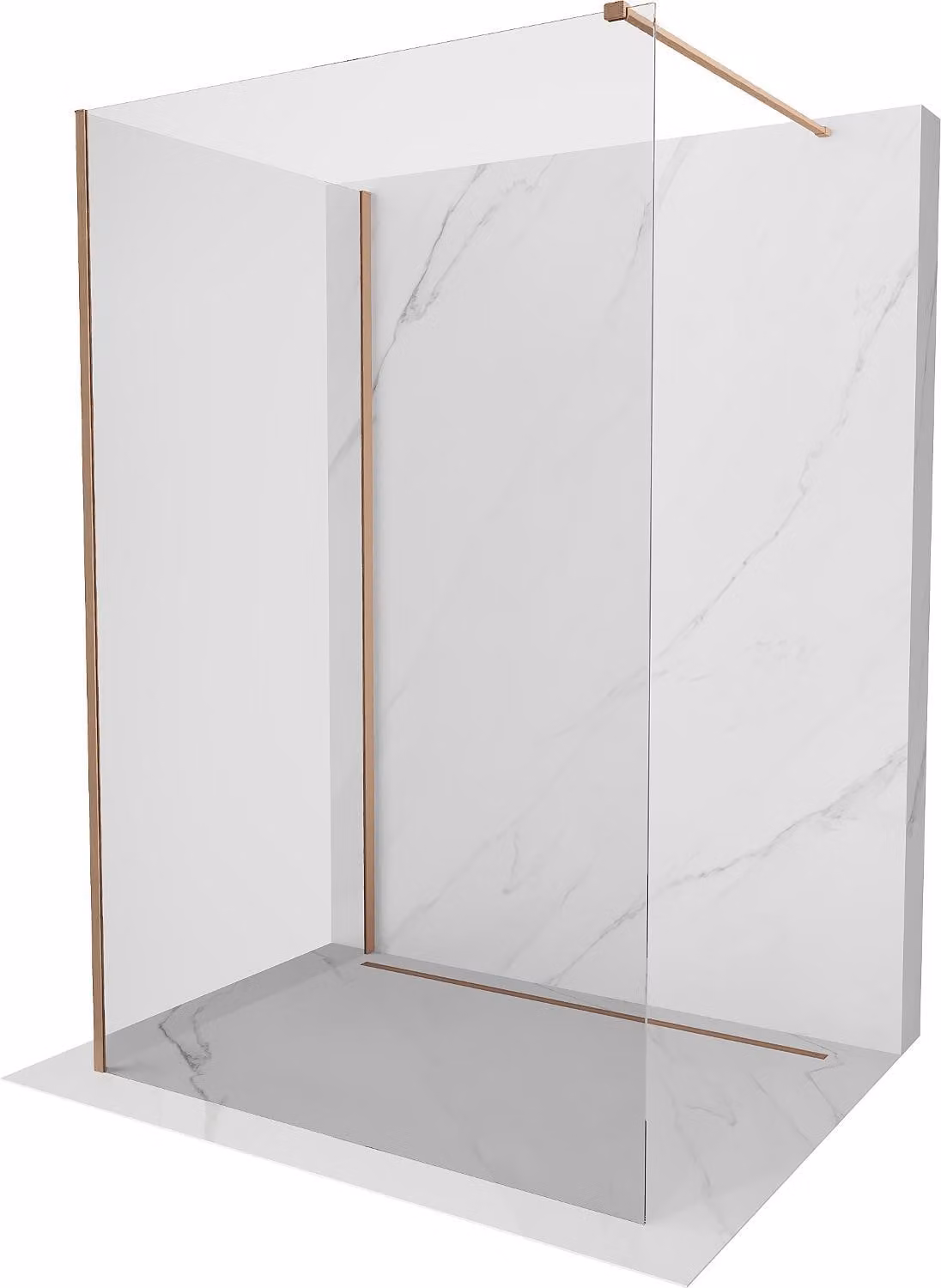 Mexen Kioto parete doccia Walk-in 90 x 90 cm, trasparente, rame spazzolato - 800-090-212-65-00-090