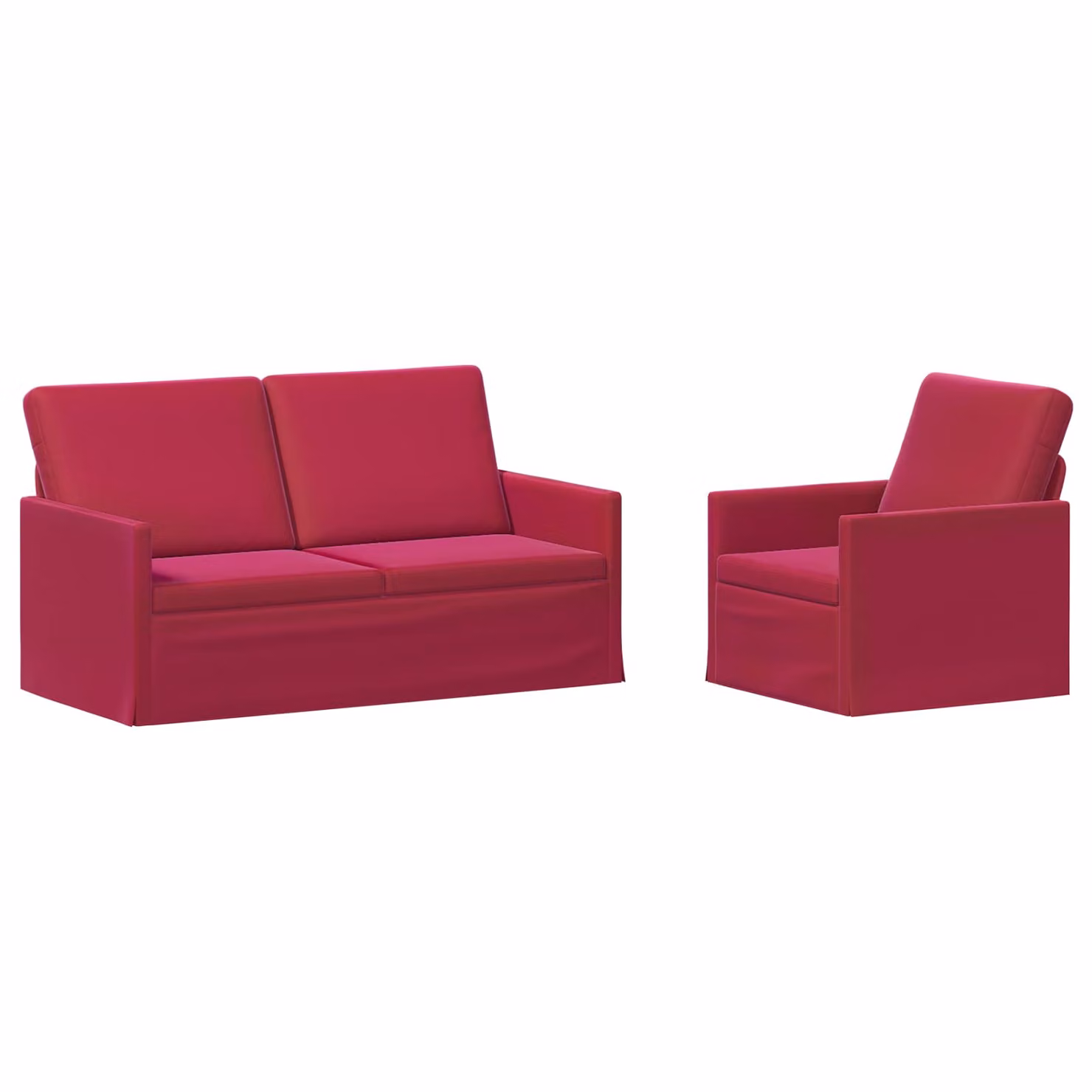 Set di 2 divani moderni vidaXL in velluto rosso con struttura in metallo per il tuo soggiorno